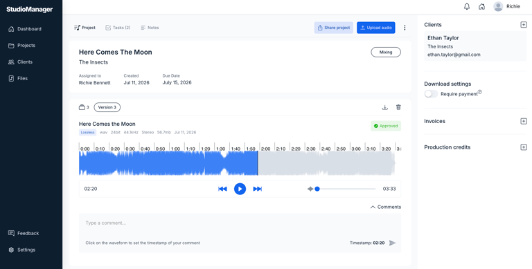 Studio Man Software StudioManager: Music Studio Management Software for Recording Studios